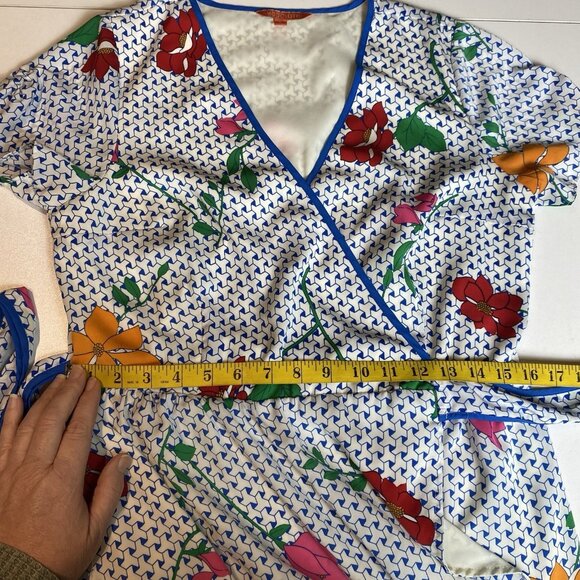 Modcloth Womens Dress Leave Delight On Floral Party Wrap Lined 80s Style Sz L - Picture 12 of 13